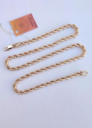 Стильная цепочка в золотые, позолота 585 пробы, гарантия