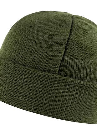 Шапка вязаная флисовая с отворотом всу(зсу) velcro dark olive \ темная оливковая