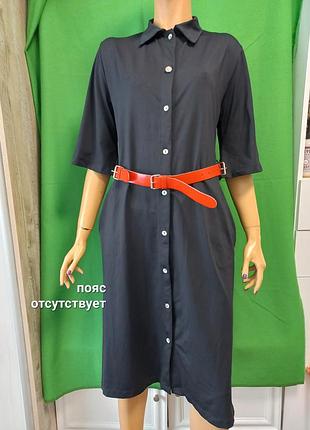 Glam португалія темно-синє плаття з кишенями, на ґудзиках і з розрізами