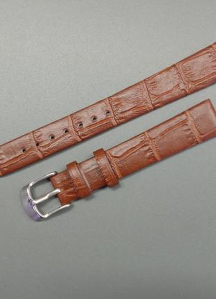 Шкіряний жіночий ремінець для годинника коричневий