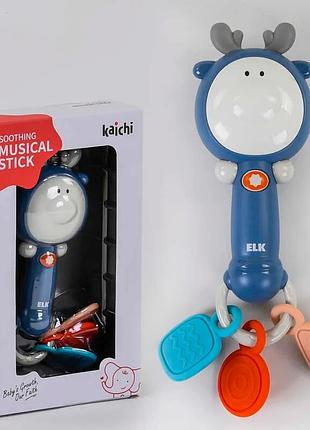 Музыкальная погремушка "оленёнок светлячок" с прорезывателями