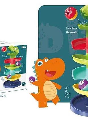 Динозавровая пирамидка с шариками 889-6 (24) – веселая игра для малышей