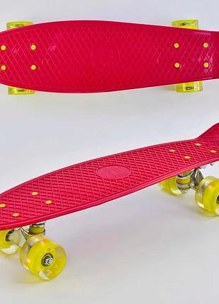 Яркий пенни борд 0220 (8) best board, красный, 55см, с подсветкой колёс