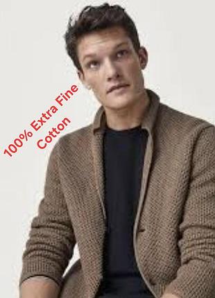 Шикарний в'язаний кардиган коричневого кольору massimo dutti extrafine cotton