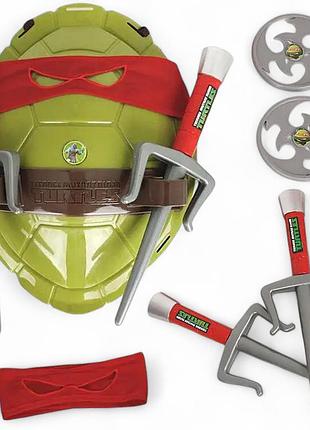Интерактивный набор черепашки ниндзя рафаэль . трезубец, повязка, сюрикены, панцирь