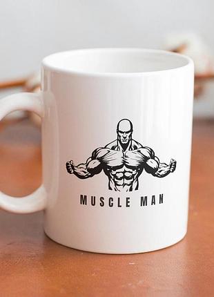 Кружка з принтом "muscle man" 330 мл біла|швидка доставка|