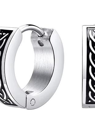 Серьга-кольцо "кельтский узел" – 1 шт. гипоаллергенная нержавеющая сталь, стильный аксессуар для мужчин