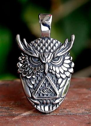 Кулон "всевидящая сова" – подвеска из нержавеющей стали с треугольником и глазом, мистический амулет