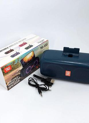 Портативная колонка tg333 2x5w с rgb подсветкой, громкая блютуз колонка. цвет: синий |easypick|
