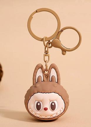 Брелок labubu — милий кулон на сумку чи ключі, світло-коричневий, силікон + метал
