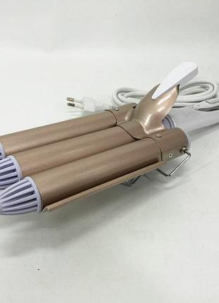 Плойка тройная волна gemei gm-1988-25 керамическое покрытие с ny-519 регулировокой температуры |easypick|