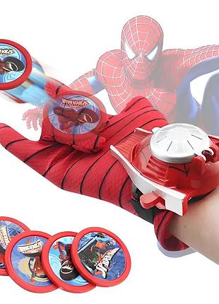 Рукавичка людини павука з дискометом (4 диски). рукавички spiderman. рукавичка супергероя |easypick|