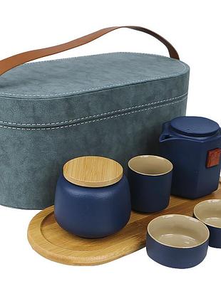 Дорожный набор 45521 для чайной церемонии из 7 предметов керамический dark blue |easypick|