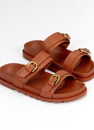 Шльопанці шльопки коричневі руді низький хід зара