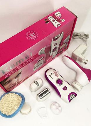 Епілятор жіночий багатофункціональний 6 в 1 пінцетний kemei km-3066 х масажер догляд за шкірою 2 швидкості |easypick|