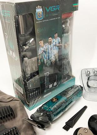 Машинка для стрижки волос, носа, бороды, бритва vgr v-102 5в1 беспроводной триммер с дисплеем камуфляж