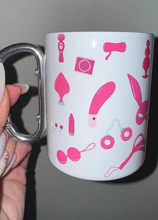 Кружка металева з карабіном "садо мазо" 300 мл біла |easypick|