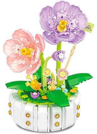3d конструктор набор строительных блоков yz 2140 цветочный конструктор фиалки 468 деталей |easypick|