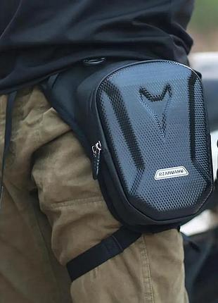 Водонепроницаемая мото-сумка на ногу и пояс – 20×14,5×8 см, чёрная, 285 г, для мотоциклистов и велосипедистов!