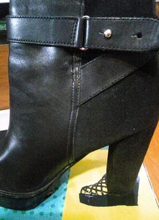 H&m 100% кожа . чёрные ботинки ботильоны на высоком каблуке5 фото