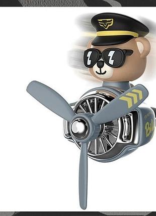 Ароматизатор в авто 🧸 медведь-пилот в шлеме | украшение на вентиляцию | + 3 шт пустые таблетки для парфюма