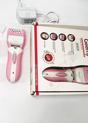 Епілятор депілятор жіночий електричний бездротовий + триммер + пемза 3 в 1 gemei gm-3052 |easypick|