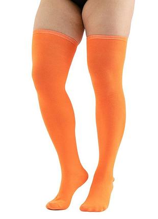 Оранжевые чулки 2122 плюс сайз яркие хлопковые заколенки на широкие ноги для секси образов аниме