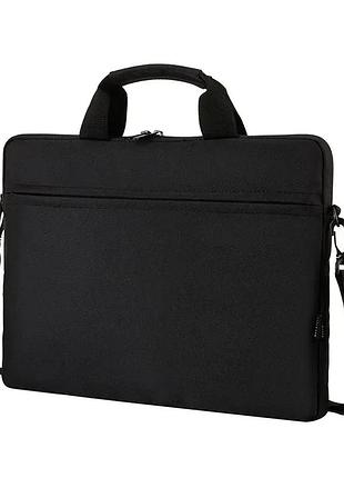 💼 сумка-чехол для ноутбука 15.6" чёрная | водонепроницаемый мягкий кейс с ручками и ремнём | lenovo, hp, asus