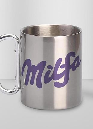 Кружка металева з карабіном "milfa" 300 мл срібляста
