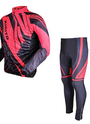 Вело костюм для чоловіків kidito km-ct-09202 кофта з довгим рукавом штани red l