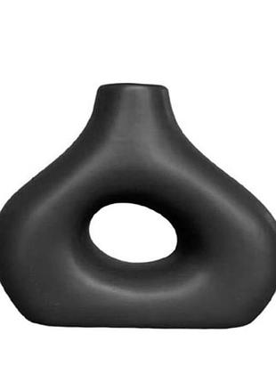 Ваза для цветов фигурная керамическа в скандинавском стиле 16*14*3 см black