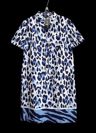Бавовняна літня сукня-сорочка з анімалістичним принтом р.18