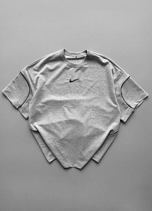 Сіра чоловіча футболка nike оверсайз🔥