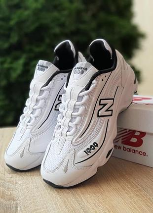 Мужские качественные и стильные кроссовки new balance 1000 белые с черным