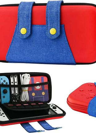 Защитный кейс для nintendo switch / oled – компактная сумка с принтом одежды марио, 10 слотов для игр