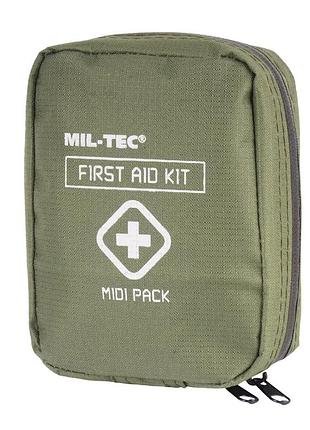 Военная укомплектованная аптечка первой помощи mil-tec midi pack олива/ армейская аптечка с креплением molle