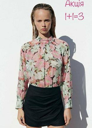Шифоновая блуза zara в цветочный принт