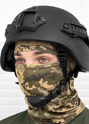 Тактический защитный шлем nato hard shell 3+/ армейский баллисический шлем nij iiia/ чёрная кевраловая каска