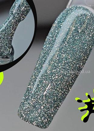 Светоотражающий гель лак мятный светлый, бледно-зеленый  для ногтей fiery gel saga 9мл №07