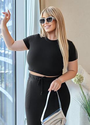 Літній костюм зі спідницею міді "sunstyle" | чорний