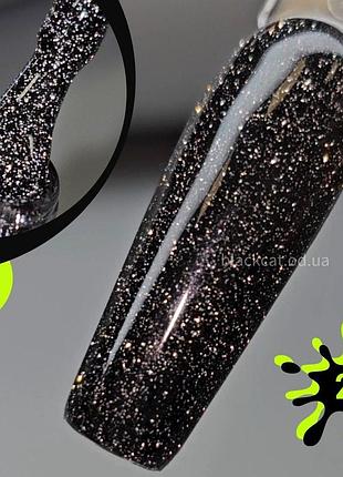 Светоотражающий гель лак черный  для ногтей fiery gel saga 9мл №02