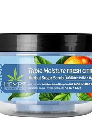 Triple moisture fresh citrus herbal sugar scrub сахарный скраб для тела "тройное увлажнение", 176 г