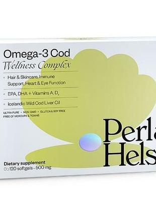 Омега-3 із тріски з вітамінами а та d3 omega-3 cod wellness complex, 120 шт