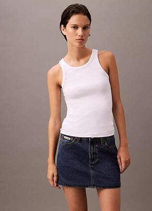 Топ майка в рубчик базовая белая calvin klein оригинал 100% хлопок