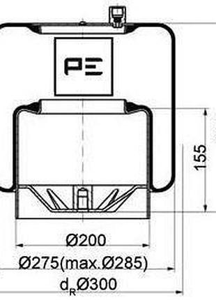 Пневмоподушка (с мет стаканом) mb actros воздух 4390np21