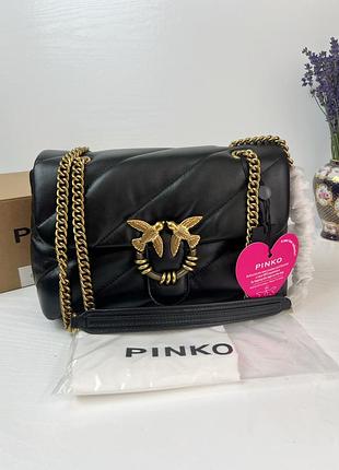 Оригінальна pinko шкіряна сумка love mini puff maxy quilt