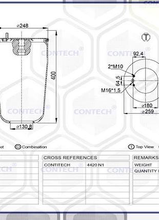 Пневмоподушка volvo 2 шпильки-воздух, 4420n, 08428271