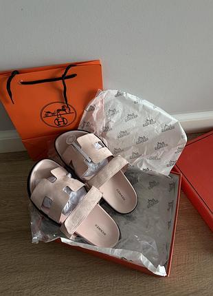 Босоніжки hermes chep suede pink