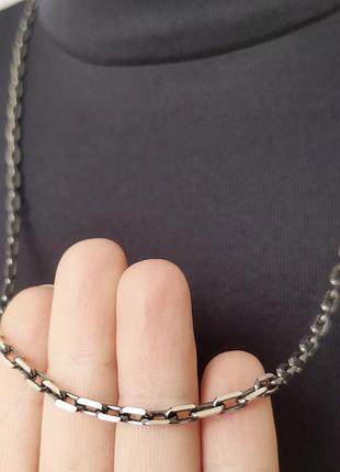 Срібний чоловічий литий ланцюг масивне якірне плетіння 60 см, 20 г