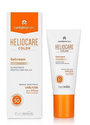 Тональний сонцезахисний гель-крем з spf 50 світлий натуральний heliocare color gelcream 50 light, 50 мл